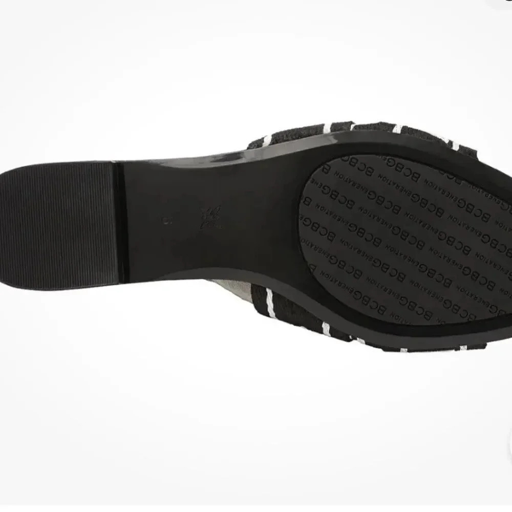 BCBGeneration  KALA Black White Logo Flat Sandals Slides Size 9​ - Picture 3 of 14